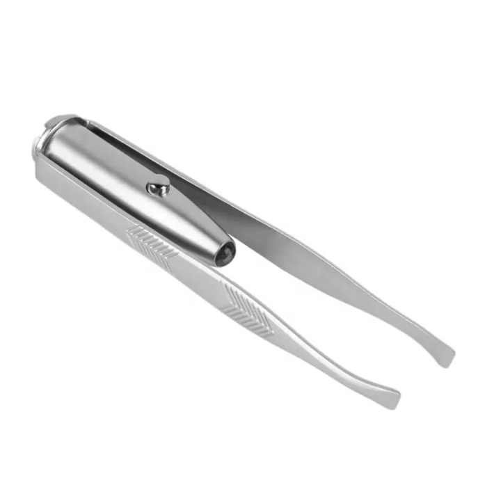 Stainless Steel LED Light Eyebrow Tweezers